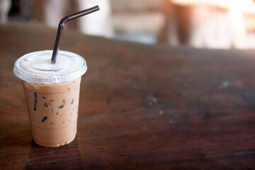 Iced Mocha coffee in plastic glass