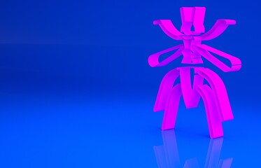 Pink Mosquito icon isolated on blue background. Minimalism concept. 3d illustration. 3D render..