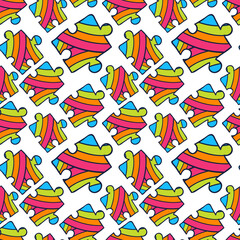 Rainbow puzzles background. Seamless pattern for kids textile or wrapping paper.