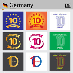 German set of number 10 templates