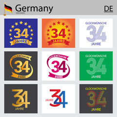 German set of number 34 templates