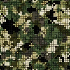 Fototapeta na wymiar Military camouflage seamless pattern. Mountains digital pixel style.