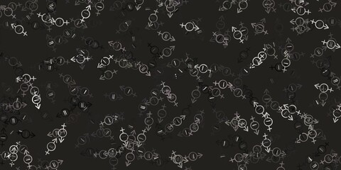 Light Gray vector texture with women's rights symbols.