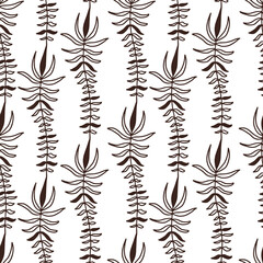 Naklejka na ściany i meble Floral seamless background. Vector pattern design. Rustic leaves pattern. Textile and linen design with black and white nature.