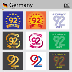 German set of number 92 templates