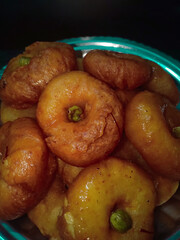 Balushahi sweet food served in a silver or golden plate over image
