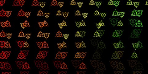 Dark Green, Yellow vector texture with religion symbols.