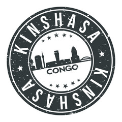 Kinshasa Congo Africa Round Stamp Icon Skyline City Badge.