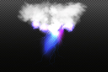 Sparkling lightning on black background.Bright lighting effects.
