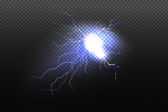 Sparkling lightning on black background.Bright lighting effects.
