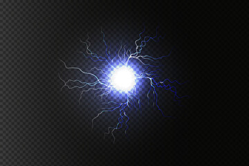 Sparkling lightning on black background.Bright lighting effects.