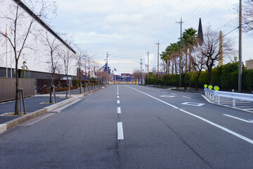 Empty street in the evening at Nagoya.