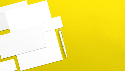 Corporate Stationery Mock-up Set on yellow background with Copyspace for your message