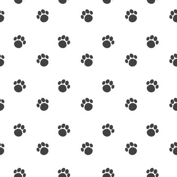 Seamless pattern of pet footprint. Vector illustration isolated on white background.