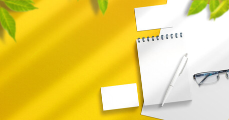 Identity Stationery Set Mock-up with free copyspace for your message on yellow background