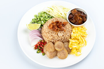 thai fried rice with shrimp paste, khao kluk kapi