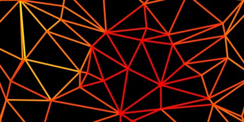 Light red, yellow vector abstract triangle background.