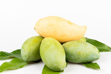 Delicious ripe mango with on white background