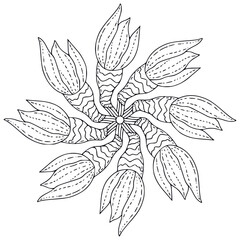 Unique Mandala. Tattoo art design. Digital ornament pattern. Colouring book page. Interior mandala print.