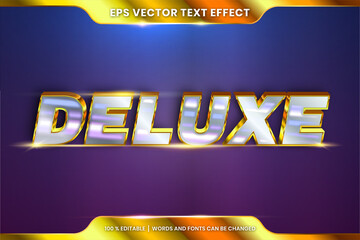 Text effect in 3d Deluxe words, text effect theme editable metal gold silver color concept