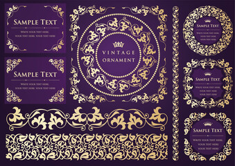 vintage ornament set. decorative borders and frames.