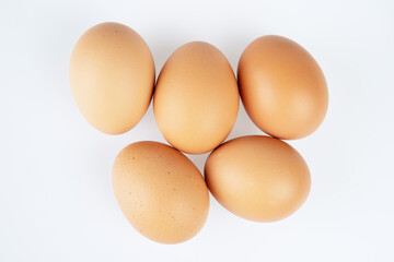Close up of an egg isolated on white background