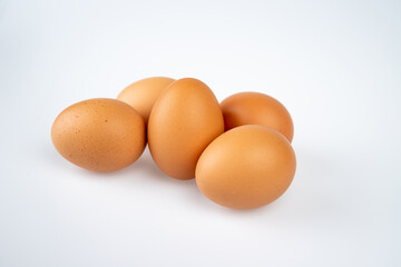 Close up of an egg isolated on white background