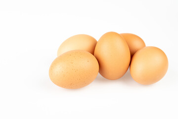 Close up of an egg isolated on white background