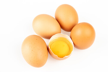 Close up of an egg isolated on white background