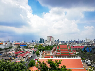 Obraz premium Bangkok landscape from Wat srakesa,located in Bangkok,Thailand