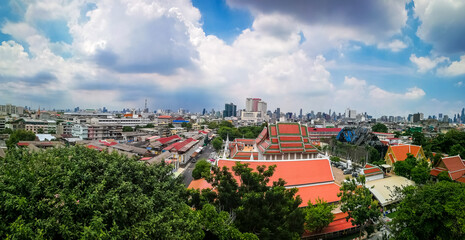 Obraz premium Bangkok landscape from Wat srakesa,located in Bangkok,Thailand