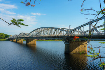 Truong Tien bridge crossing Huong river in Hue city, Vietnam