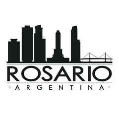 Fototapeta premium Rosario Argentina Skyline Silhouette Design City Vector Art Famous Buildings.