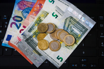 euro coins and bills