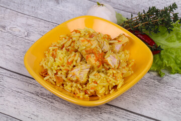 Traditional Pilaf with chicken and carrot