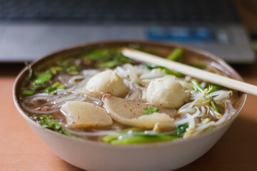 thai noodle soup with pork