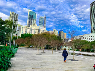 Naklejka premium Colourful views of Sydney NSW Australia on a cold winters afternoon blue skies and partly cloudy