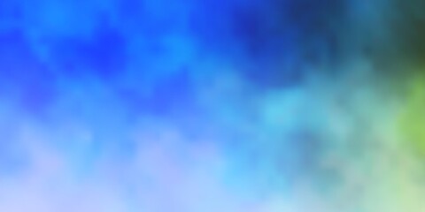 Light Blue, Green vector template with sky, clouds. Colorful illustration with abstract gradient clouds. Pattern for your booklets, leaflets.