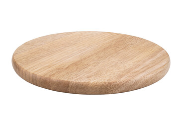 Round cutting board isolated on white background	