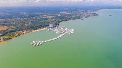 Aerial view of the Lexis Hibiscus Hotel Port Dickson. An overwater villa hotel, luxury...