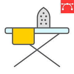 Ironing color line icon, steam and laundry, iron sign vector graphics, editable stroke colorful linear icon, eps 10.