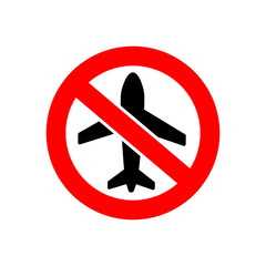 No Airplane Icon Stop Symbol.