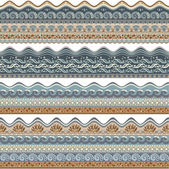 Abstract ethnic stripes. Ornamental borders set