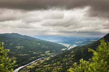 Drina river in Serbia on Serbian - BIH border, near the Perucac.