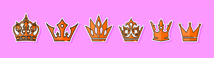 set of crown design template for poster, flyer, wall decoration and more. stock vector illustration isolated on pink background