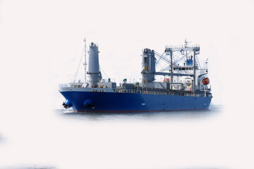 Oil tanker isolated on a white background, oil transportation and logistics, shipping, boat