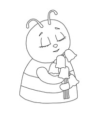 The outline of the Bee with a bouquet