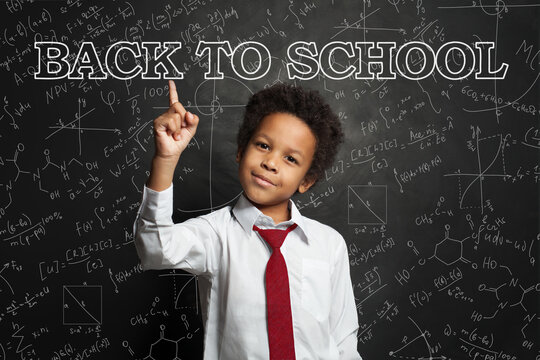 Clever African American child student boy smiling. Back to school concept