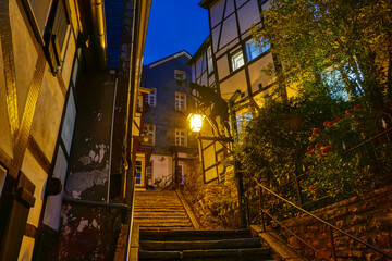 Treppe in der Altstadt von Essen Kettwig bei Nacht