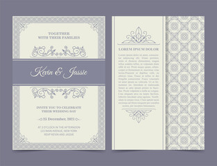 Vintage style vector design invitation card with a white background